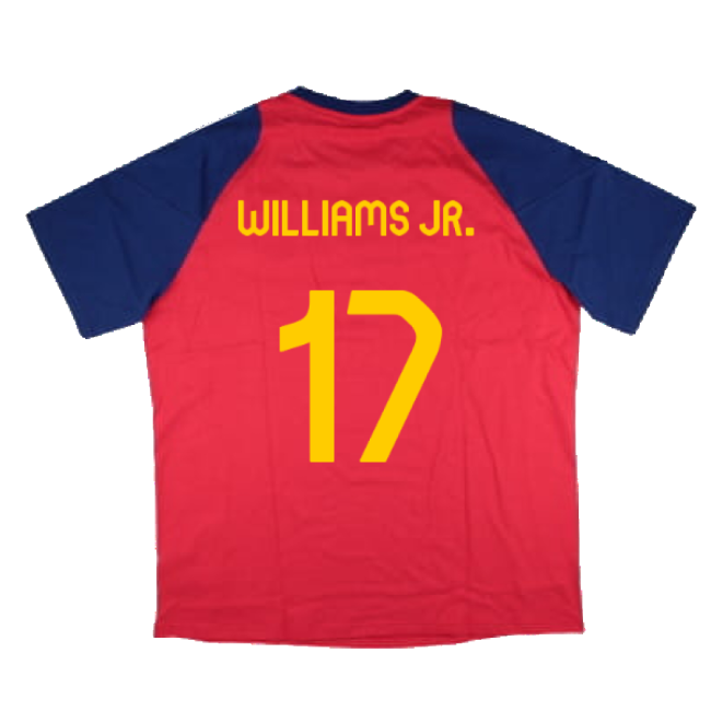 2024-2025 Spain Training Tee (Red) (Williams JR. 17)-The Soccer Shirt Hub