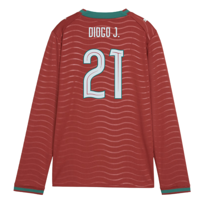 2026-2027 Portugal Long Sleeve Home Shirt (Kids) (Diogo J. 21)-The Soccer Shirt Hub