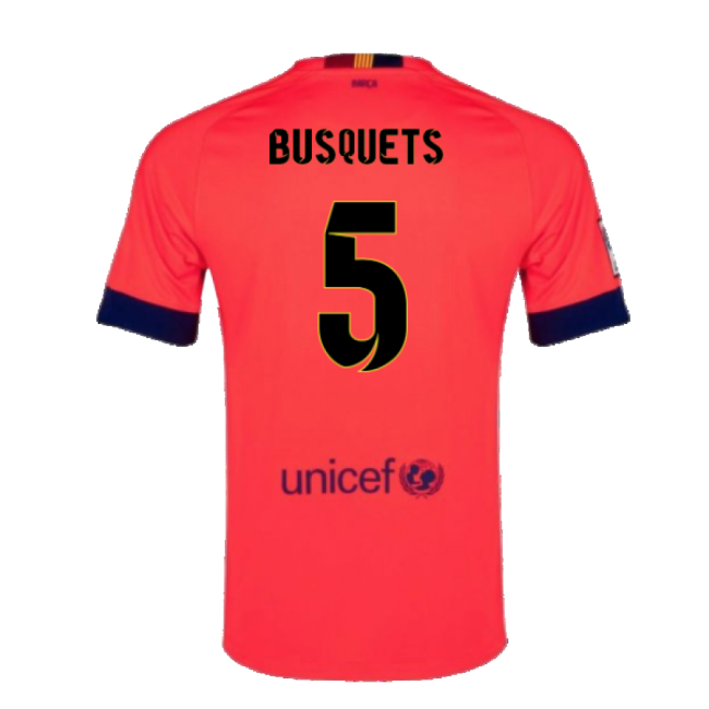 Barcelona 2014-15 Away Shirt ((Excellent) L) (Busquets 5)-The Soccer Shirt Hub