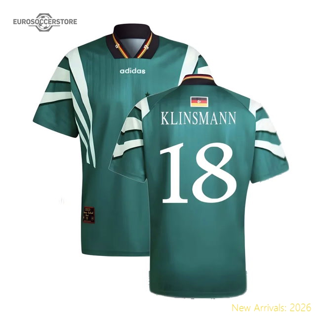 1996 Germany Euro 96 Away Shirt (Klinsmann 18)-The Soccer Shirt Hub