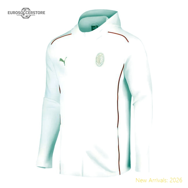 2024-2025 AC Milan Casuals Hooded Jacket (White)-The Soccer Shirt Hub