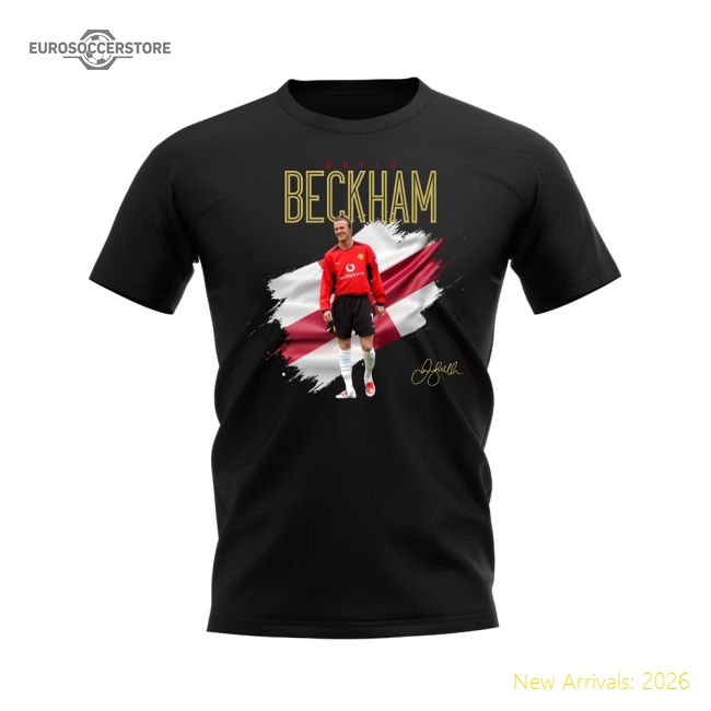 David Beckham Manchester United and England T-Shirt (Black)-The Soccer Shirt Hub