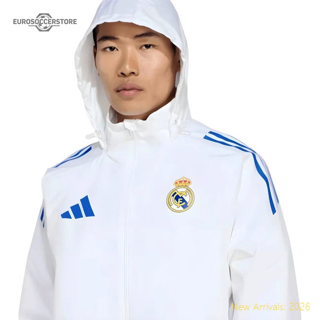 2025-2026 Real Madrid EU Allweather Jacket (White)-The Soccer Shirt Hub