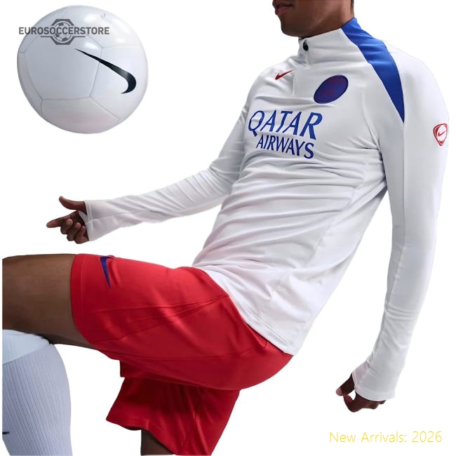 2025-2026 PSG Strike Dri-Fit Drill Top (White)-The Soccer Shirt Hub