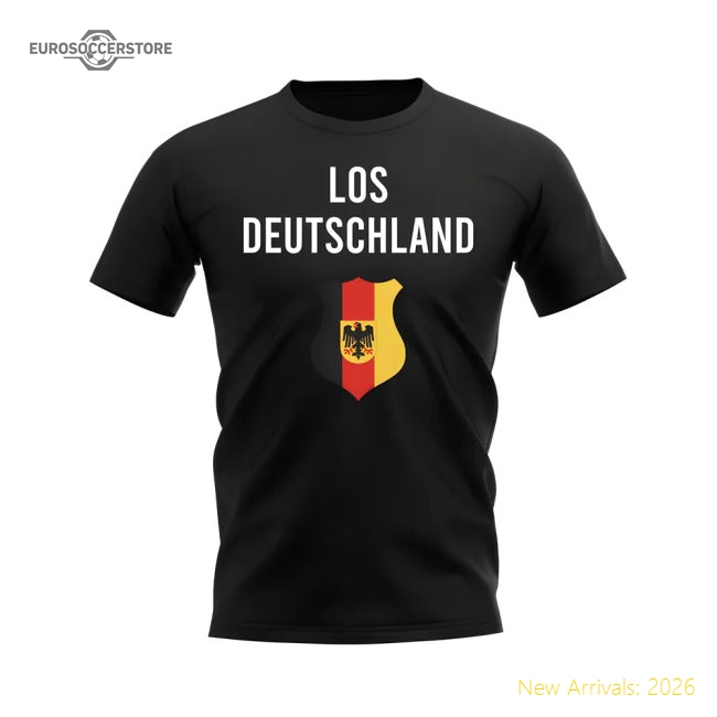 Los Deutschland Germany Fans Phrase T-shirt (Black)-The Soccer Shirt Hub