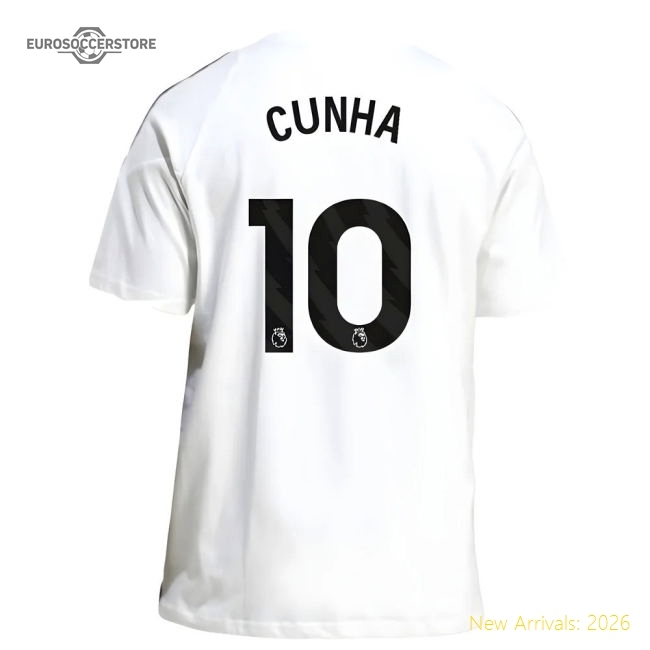 2025-2026 Man Utd Training Tee (White) (Cunha 10)-The Soccer Shirt Hub