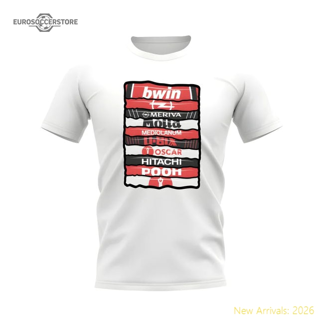 Ac Milan Shirt Sponsor History T-shirt (White)-The Soccer Shirt Hub