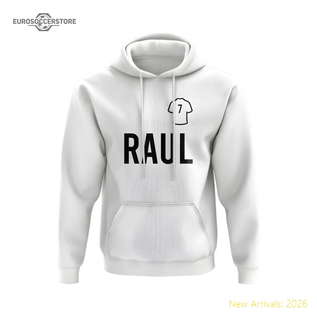Raul Real Madrid Number Hoody (White)-The Soccer Shirt Hub