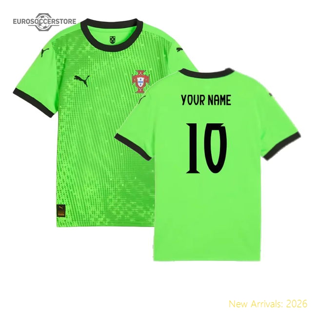 2025-2026 Portugal Home Goalkeeper Shirt (Green) - Kids (Your Name)-The Soccer Shirt Hub