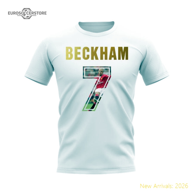 David Beckham Name And Number Manchester United T-Shirt (White)-The Soccer Shirt Hub