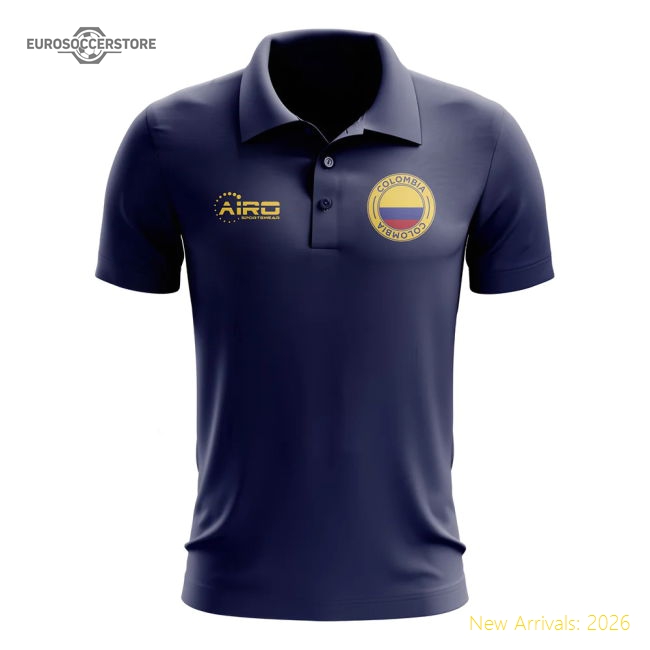 Colombia Football Polo Shirt (Navy)-The Soccer Shirt Hub