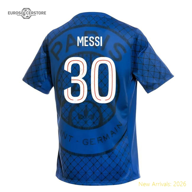2025-2026 PSG Academy Pro Home Pre Match Shirt (Royal) (Messi 30)-The Soccer Shirt Hub
