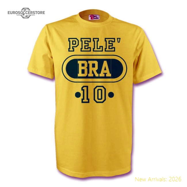 Pele Brazil Bra T-shirt (yellow) - Kids-The Soccer Shirt Hub