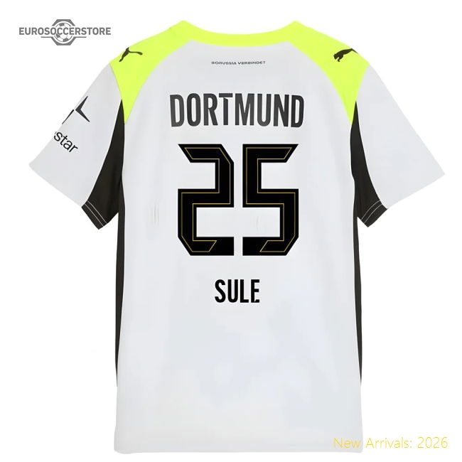 2025-2026 Borussia Dortmund Away Shirt (Kids) (Sule 25)-The Soccer Shirt Hub