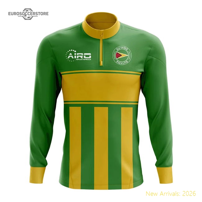Guyana Concept Football Half Zip Midlayer Top (Green-Yellow)-The Soccer Shirt Hub