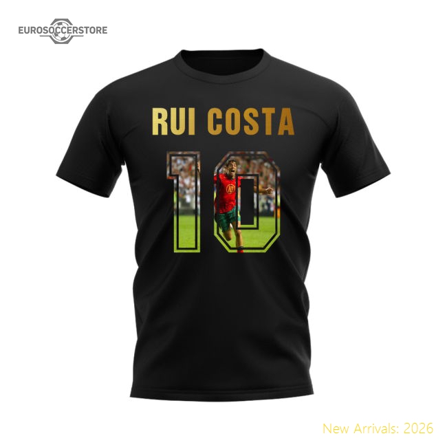 Rui Costa Name And Number Portugal T-Shirt (Black)-The Soccer Shirt Hub