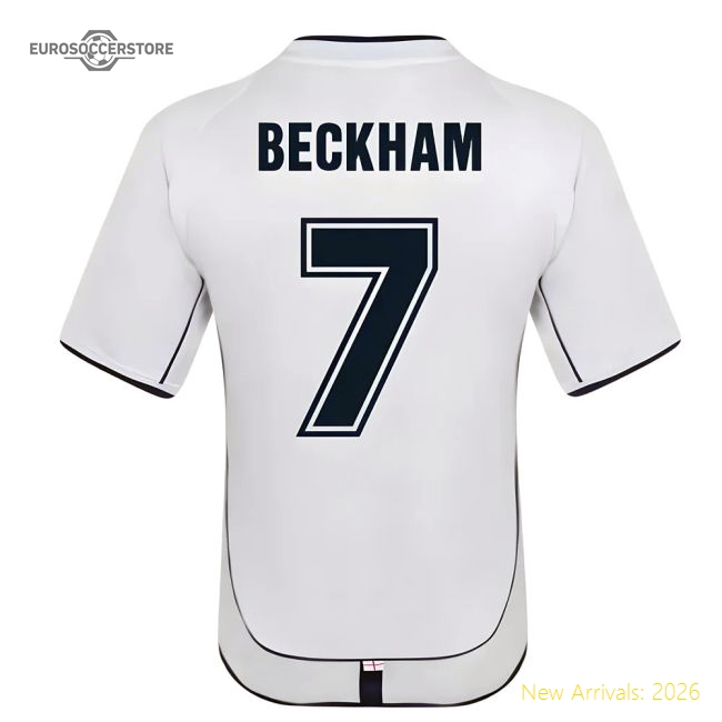England 2002 Retro Football Shirt (Beckham 7)-The Soccer Shirt Hub