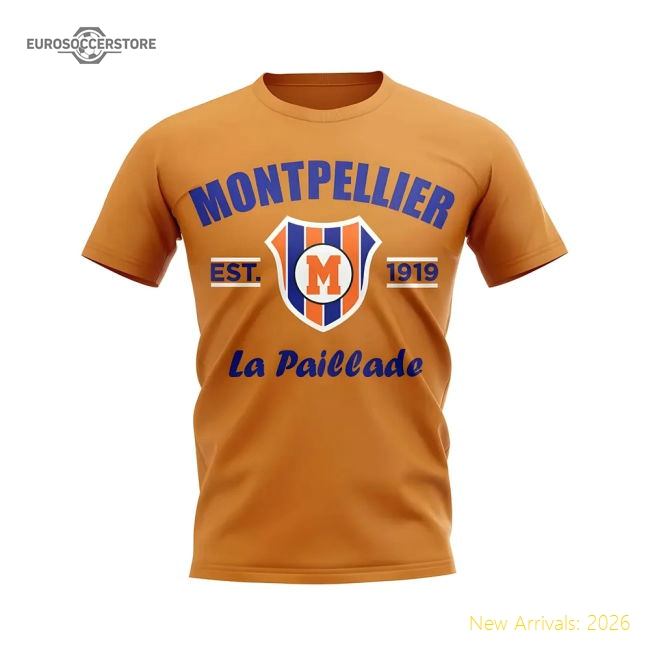 Montpellier Established Football T-Shirt (Orange)-The Soccer Shirt Hub
