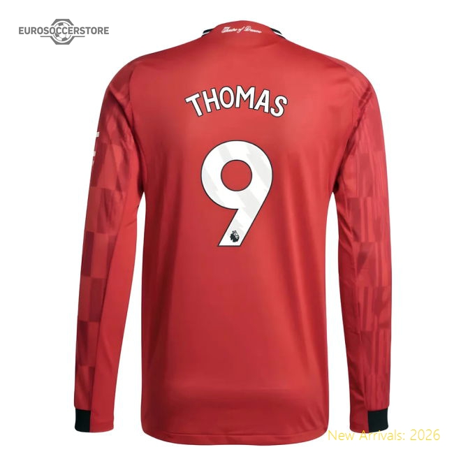 2025-2026 Man Utd Authentic Long Sleeve Home Shirt (Thomas 9)-The Soccer Shirt Hub