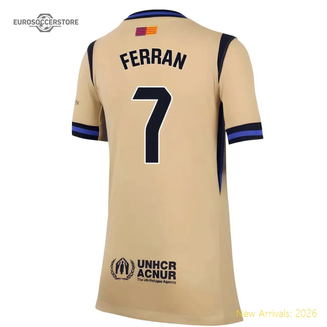 2025-2026 Barcelona Away Shirt (Kids) (Ferran 7)-The Soccer Shirt Hub