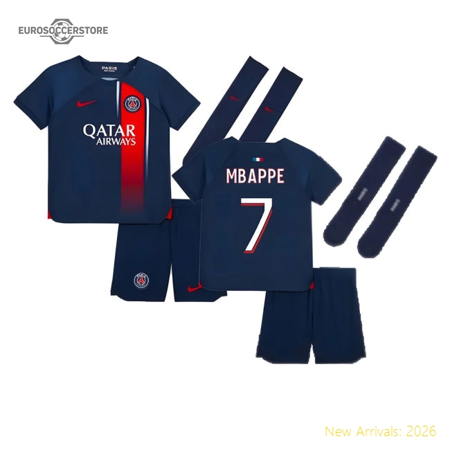 2023-2024 PSG Home Mini-Kit (Mbappe 7)-The Soccer Shirt Hub
