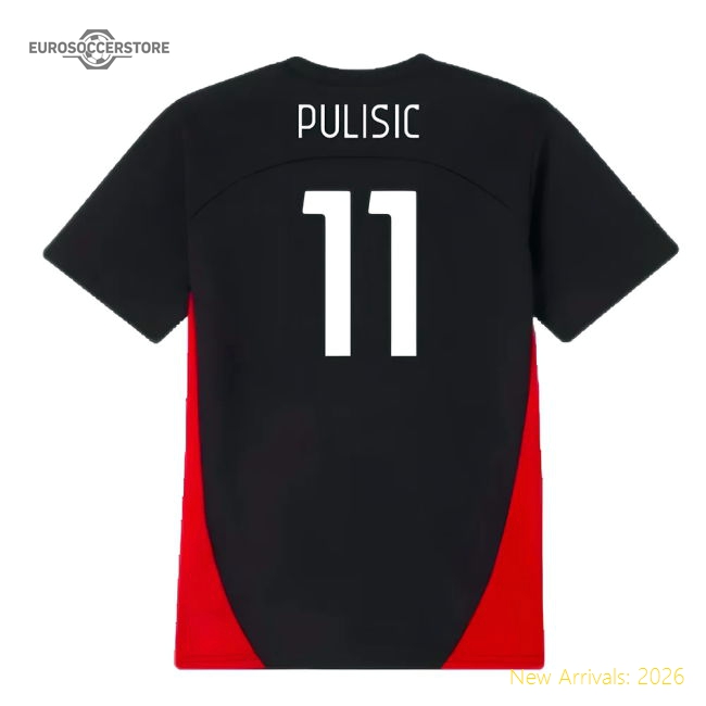 2024-2025 AC Milan Training Shirt (Black) - Kids (Pulisic 11)-The Soccer Shirt Hub
