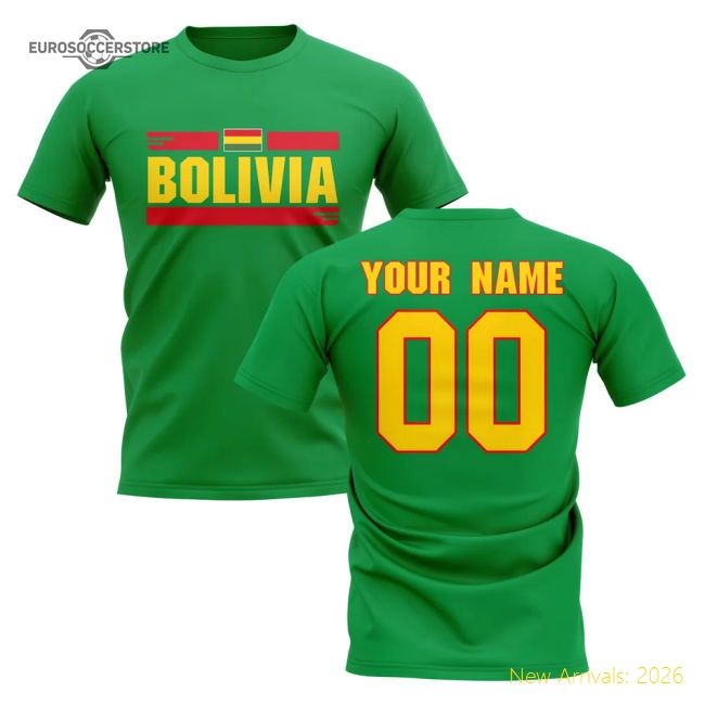 Personalised Bolivia Fan Football T-Shirt (Green)-The Soccer Shirt Hub