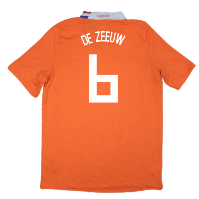 Holland 2008-10 Home Shirt ((Excellent) M) (De Zeeuw 6)-The Soccer Shirt Hub