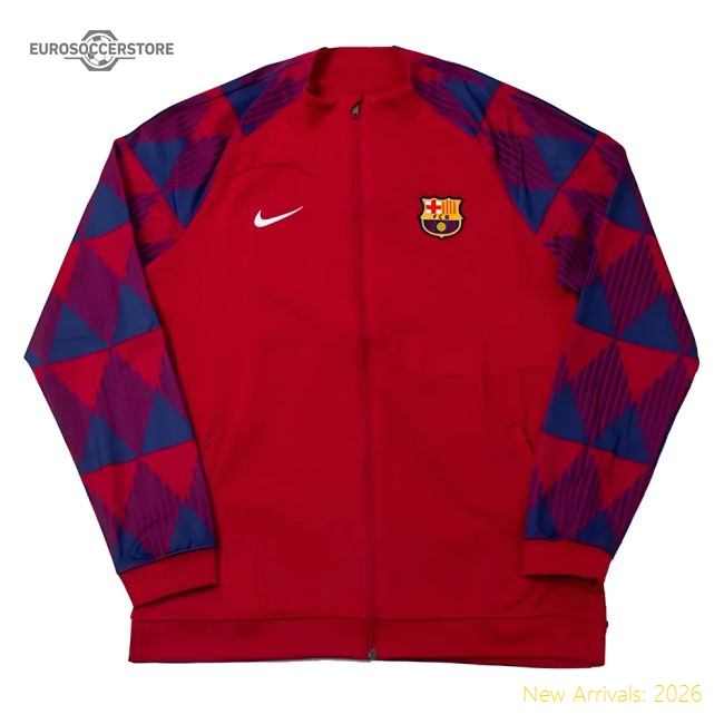 2023-2024 Barcelona Academy Full Zip Knit Jacket (Noble Red)-The Soccer Shirt Hub