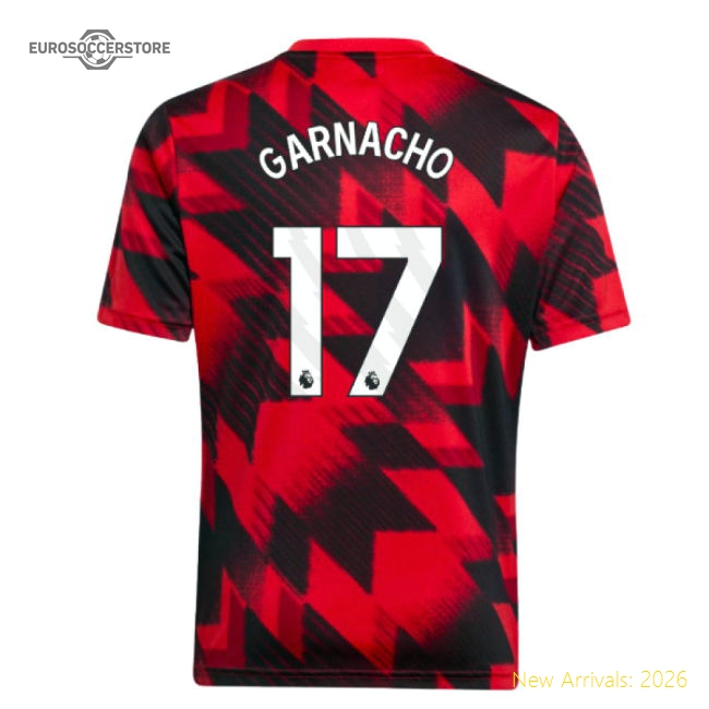2025-2026 Man Utd Pre-Match Shirt (Red) - Kids (Garnacho 17)-The Soccer Shirt Hub