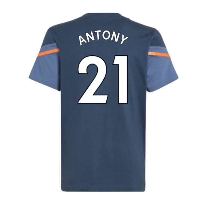 2022-2023 Man Utd Training Tee (Crew Navy) - Kids (ANTONY 21)-The Soccer Shirt Hub
