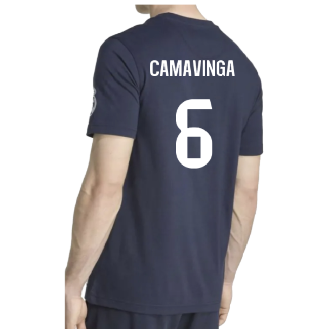 2025-2026 Real Madrid US Tee (Navy) (Camavinga 6)-The Soccer Shirt Hub