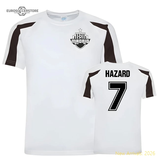 Eden Hazard Real Madrid Sports Training Jersey (White/Black)-The Soccer Shirt Hub