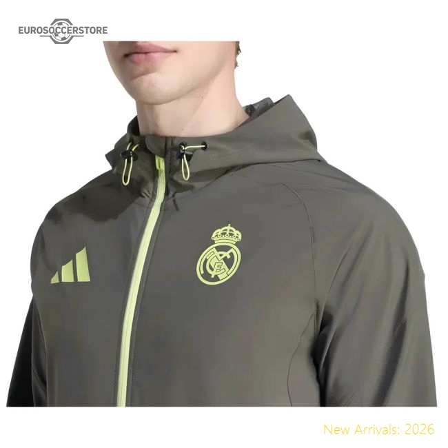2025-2026 Real Madrid Competition Vis Tech Jacket (Grey)-The Soccer Shirt Hub