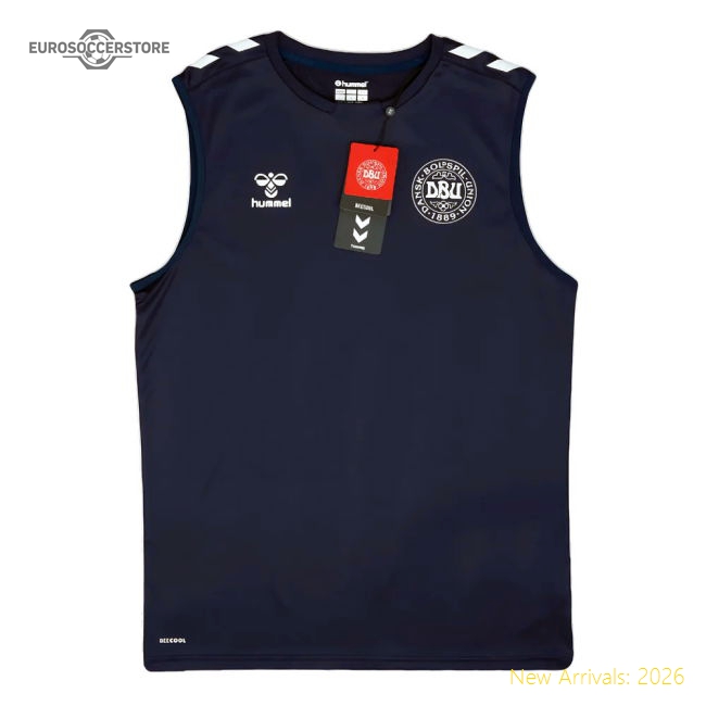 2024-2025 Denmark Sleeveless Training Jersey (Marine) (Your Name)-The Soccer Shirt Hub