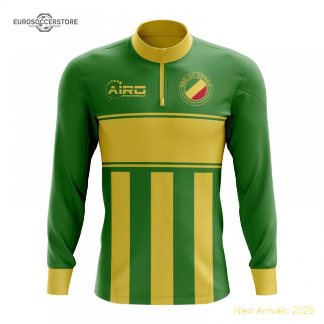 Republic of Congo Concept Football Half Zip Midlayer Top (Green-Yellow)-The Soccer Shirt Hub