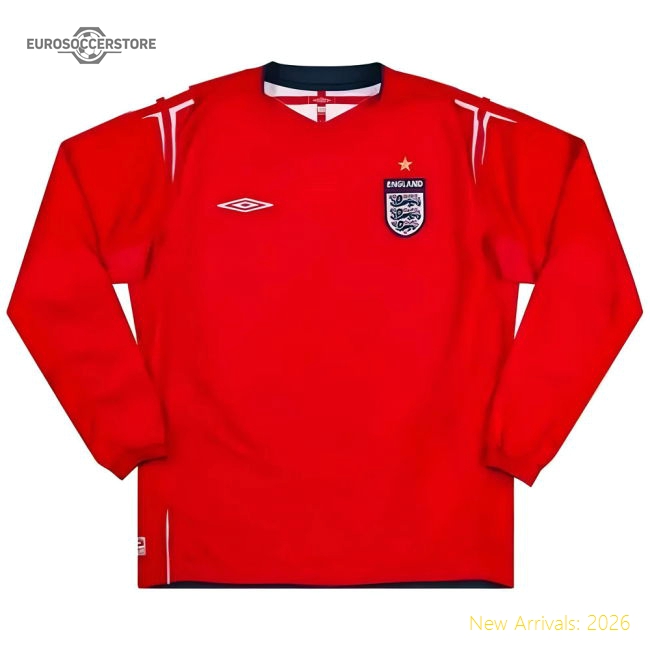 England 2004-06 Away L/S Shirt (XXL) (Excellent)-The Soccer Shirt Hub
