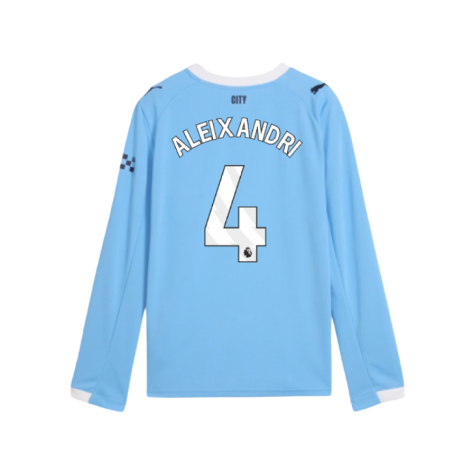 2025-2026 Man City Long Sleeve Home Shirt (Kids) (Aleixandri 4)-The Soccer Shirt Hub