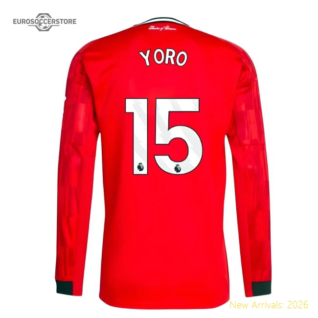 2025-2026 Man Utd Long Sleeve Home Shirt (Yoro 15)-The Soccer Shirt Hub