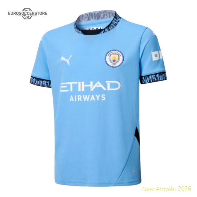 2024-2025 Man City Home Shirt (Kids) (Doku 11)-The Soccer Shirt Hub