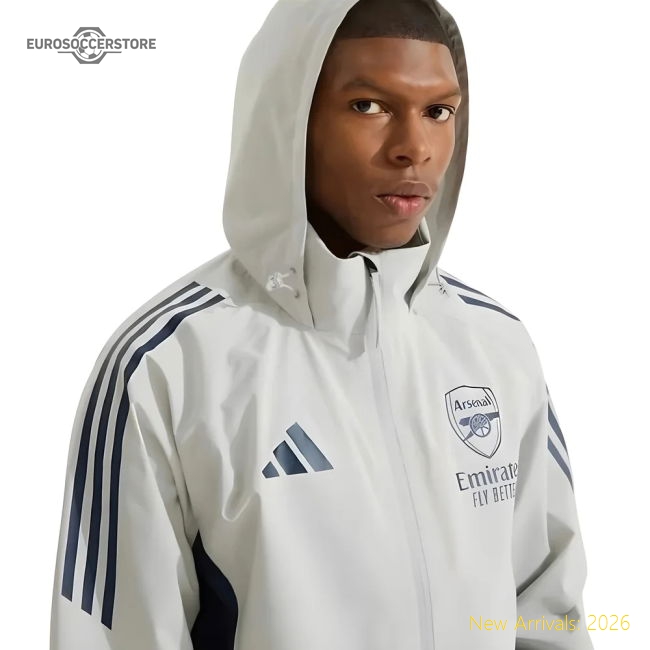 2025-2026 Arsenal Rain Jacket (Grey)-The Soccer Shirt Hub