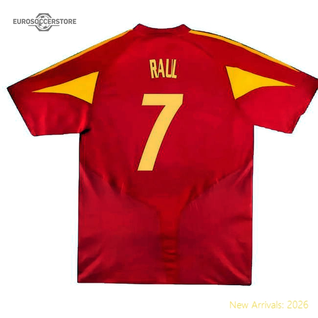 Spain 2004-06 Home Shirt ((Very Good) XL) (Raul 7)-The Soccer Shirt Hub
