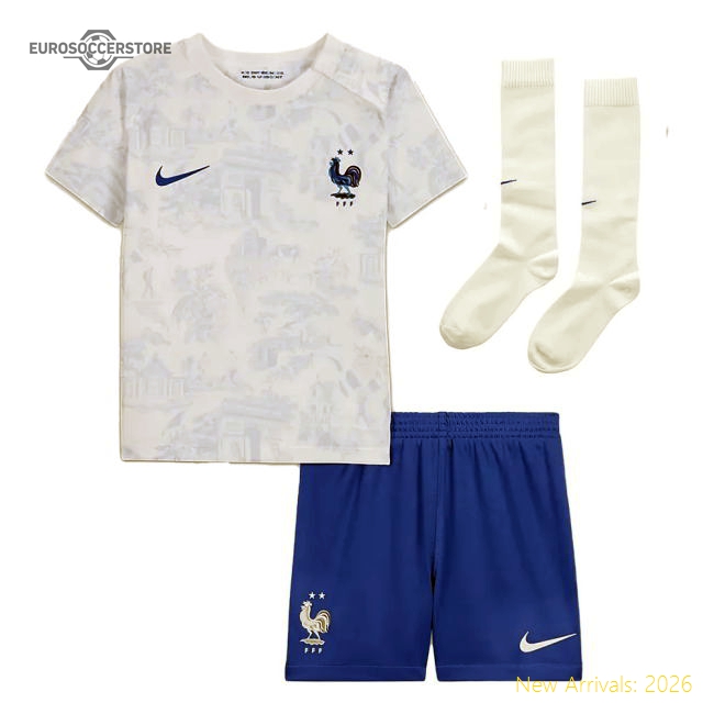 2022-2023 France Away Little Boys Mini Kit (Mbappe 10)-The Soccer Shirt Hub