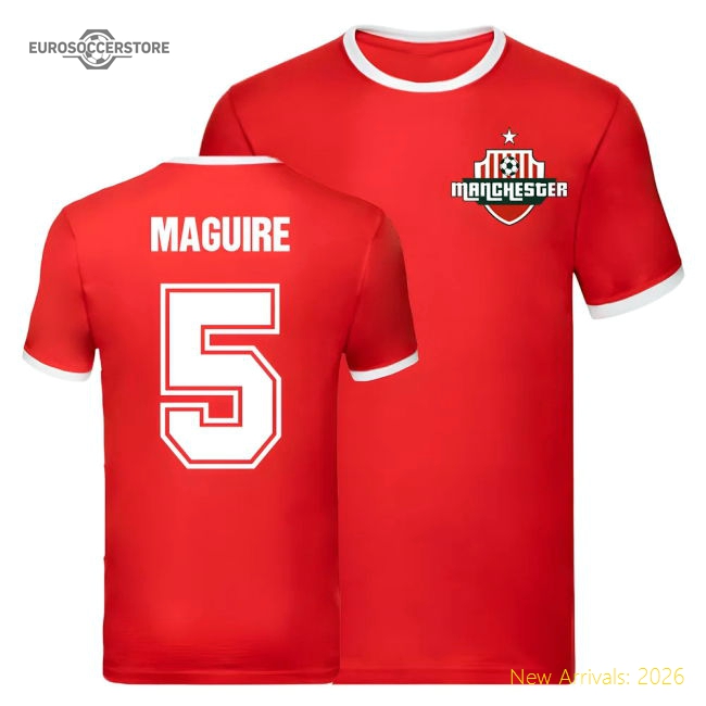 Harry Maguire Manchester United Ringer Tee (Red)-The Soccer Shirt Hub