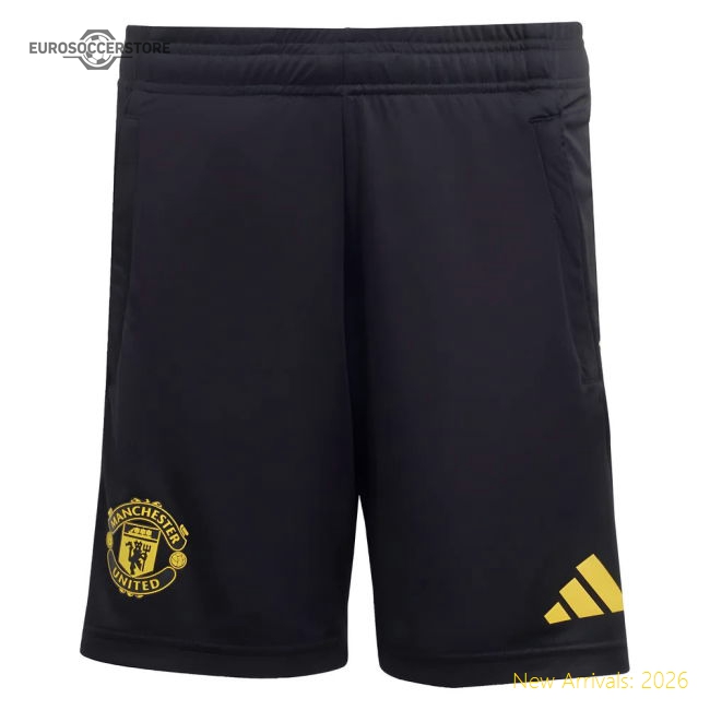 2025-2026 Man Utd EU Training Shorts (Black) - Kids-The Soccer Shirt Hub