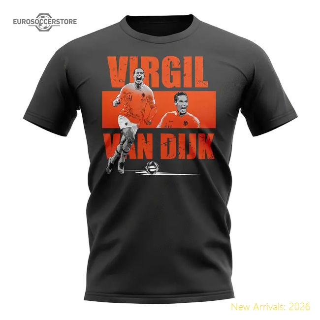 Virgil van Dijk Player Collage T-Shirt (Black)-The Soccer Shirt Hub