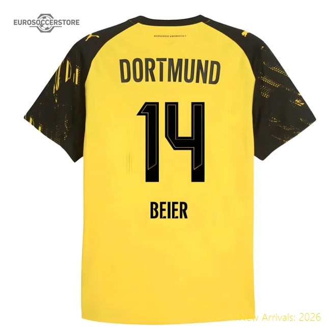 2025-2026 Borussia Dortmund Authentic Home Shirt (Beier 14)-The Soccer Shirt Hub