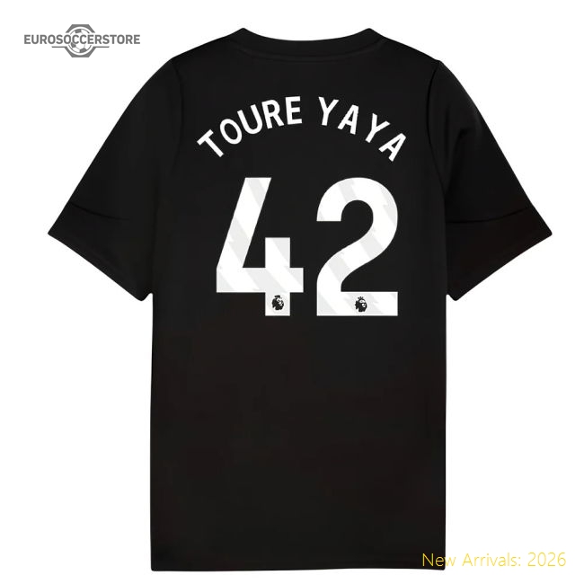 2025-2026 Man City Training Jersey (Black) - Kids (Toure Yaya 42)-The Soccer Shirt Hub