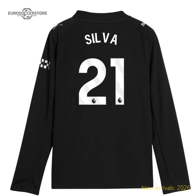 2025-2026 Man City Long Sleeve Away Shirt (Kids) (Silva 21)-The Soccer Shirt Hub