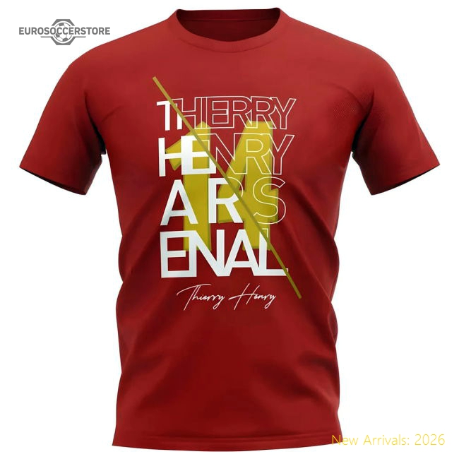 Thierry Henry Arsenal Graphic Signature T-Shirt (Red)-The Soccer Shirt Hub